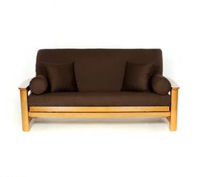 Royal Heritage Home 696730748758 100% Cotton Full Size Futon Cover - Brown Washable Zippered Sofa Furniture
