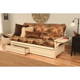 Somette 664918253011 Phoenix Futon Set In Antique White Wood With Canadian Wildlife Full Somette 664918253011 Phoenix Futon Set In Antique White Wood With Canadian Wildlife Full