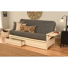 Somette 664918253172 Phoenix Futon Set In Antique White Wood With Marmont Thunder Full Somette 664918253172 Phoenix Futon Set In Antique White Wood With Marmont Thunder Full