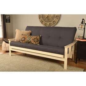 Somette 840239301246 Monterey Full-size Futon Set In Antique White Finish Twill Gray Full Somette 840239301246 Monterey Full-size Futon Set In Antique White Finish Twill Gray Full