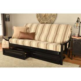 Somette 840239301277 Monterey Storage Futon Set In Black Finish With Parma Gray Full