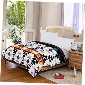 16112 Svt Southwest Design Navajo Print Queen Size Reversible White/black 16112 Svt Southwest Design Navajo Print Queen Size Reversible White/black