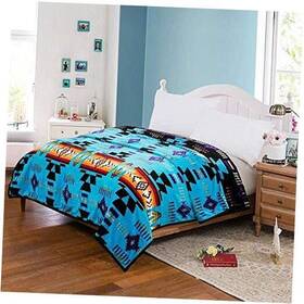 Svt 602401557000 Southwest Design Navajo Print Queen Size Reversible Turquoise Blue/black Svt 602401557000 Southwest Design Navajo Print Queen Size Reversible Turquoise Blue/black