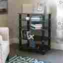 V35cmpb Walker Edison Glass Metal Black Media Component Stand Tower 893861001497