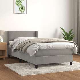 3149792 Vidaxl Bed Frame Single Platform With Mattress Light Gray Twin Velvet 3149792 Vidaxl Bed Frame Single Platform With Mattress Light Gray Twin Velvet