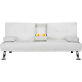 White Leather Futon Sleeper Sofa Bed Modern Recliner Tv Theater Couch Furniture White Leather Futon Sleeper Sofa Bed Modern Recliner Tv Theater Couch Furniture