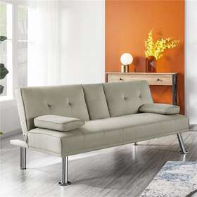 Yaheetech 646255968001 65in Convertible Futon Sofa Bed Tufted Fabric Yaheetech 646255968001 65in Convertible Futon Sofa Bed Tufted Fabric