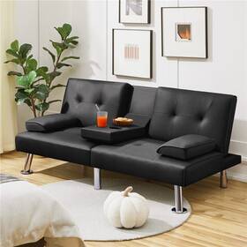 Yaheetech 646256217726 Faux Leather Convertible Futon Sofa Bed 3-in-1 Yaheetech 646256217726 Faux Leather Convertible Futon Sofa Bed 3-in-1