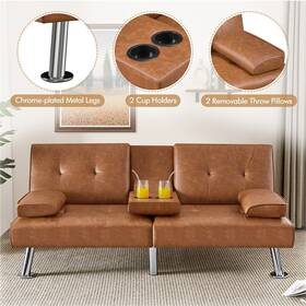 Yaheetech 646256217733 Faux Leather Convertible Futon Sofa Bed 3-in-1 Yaheetech 646256217733 Faux Leather Convertible Futon Sofa Bed 3-in-1