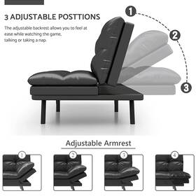 Yangming 774653066460 Modern Convertible Sofa Bed With Adjustable Armrests For