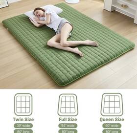 Zelladorra F3ndnqxs Green Twin Futon Mattress Microfiber Foam Non-slip Folding