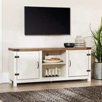 Walker Edison 65" Farmhouse Door Tv Stand Sliding Storage White/barnwood. Fixed Price $103.00.