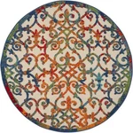 Nourison Aloha Indoor/outdoor Multicolor 5'3" X Round Area Rug Transitional. Fixed Price $102.10.