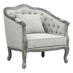 Bowery Hill Linen Chair With Wooden Frame And Pillow Gray Oak. Fixed Price $1100.80.