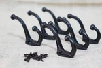 6 Cast Iron Black School Style Coat Hooks Hat Rack Hall Tree Acorn. Fixed Price $28.99.