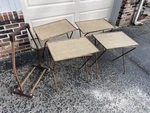 Vtg Tv Trays Stand Swag Television Fold Up Farm Bamboo Type Wood Modern Mcm. Fixed Price $89.99.