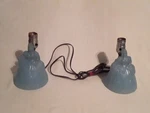 Vtg Pair Smith Art Deco Southern Lady Boudoir Glass Desk/shelf Lamp Frost Blue. Fixed Price $48.95.