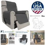 Elegant Waterproof Recliner Chair Cover - Dark Gray Fabric Protector For Pets. Fixed Price $34.19.