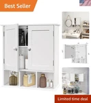 Elegant White Bathroom Wall Cabinet With Adjustable Shelves - Space Saver. Fixed Price $74.99.
