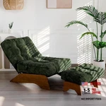 Accent Chair With Ottoman Adjustable Backrest, Tufted Large Corded-green. Fixed Price $216.05.