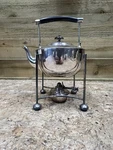 Antique Spirit Kettle & Stand In The Manner Of Christopher Dresser Silver Plt.. Fixed Price $147.76.