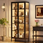 5-TIER Glass Display Cabinet 67" Lighted Curio Collectibles Storage Case. Fixed Price $239.99.