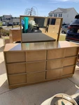 Mcm Heywood Wakefield Bedroom Set,head Board-full Size, Dresser & Mirror. Fixed Price $1750.00.