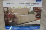 Mainstays Faux Suede Slipcover Fits Loveseats 58" - 73" Brown Stone New. Fixed Price $61.00.