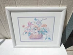 Vtg Print "basket With Flowers" By M. Storm Watercolor Signed 22" X 18". PR3-6. Fixed Price $22.00.