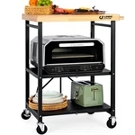 Foldable Kitchen Storage Cart With Solid Oak Top, Heavy-duty Metal Frame, 3-T.... Fixed Price $292.12.