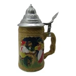 Vintage Hand Painted Ceramic Lidded Beer Stein Glazed Finish 7.25". Fixed Price $8.97.