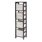 Winsome Capri 4-SECTION Tall Solid Wood Storage Shelf With Baskets Espresso. Fixed Price $181.28.