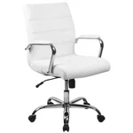 Flash Furniture Whitney White Faux Leather Mid-back Gold Executive Office Chair. Fixed Price $109.99.