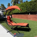 Patio Hanging Chaise Swing Lounge Chair Cushion Orange Outdoor Canopy Arc Stand. Fixed Price $158.99.