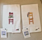 Mary Lake Thompson Set Of Embroidered Linen Tea Towels Garden Chairs 14X22 New. Fixed Price $11.99.