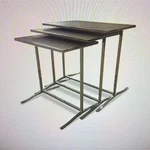 Joseph Jeup Cole Nesting Tables Set Of 3 Metal Frame Wood Top Dark Brown Black. Fixed Price $7000.00.