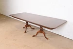 Ethan Allen Georgian Solid Cherry Wood Double Pedestal Extension Dining Table. Fixed Price $4995.00.