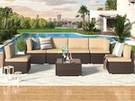 7-PIECES Patio Furniture Set Outdoor Sectional Sofa Rattan Wicker W/ Table. Fixed Price $419.99.
