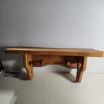 Vintage Honey Oak Wood Wall Shelf Scalloped Edge Pegs Display 18. Fixed Price $30.00.