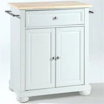 Crosley Furniture Alexandria Natural Wood Top Portable Kitchen Island In White. Fixed Price $342.99.
