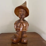 Wooden Hand Carved Statue Shepherd Boy Playing Double Flute 12 1/2 Tall. Fixed Price $26.31.