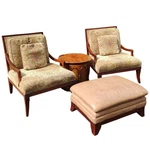 Vintage Thomasville Collection, Armchairs, Ottoman & End Table Set. Fixed Price $1525.00.