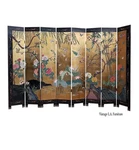 84"TALL Vintage Eight Panel Oriental Asian Gold Folding Screen Room Divider Bird. Fixed Price $4250.00.