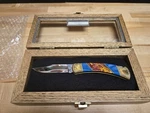 Michael Prater Painted Pony Buck 110 Knife "palomino", Solid Oak Display Case. Fixed Price $314.99.