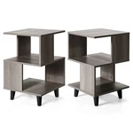 2 Pcs Nightstand Set Modern Side End Table Storage Shelf Grey. Fixed Price $45.49.