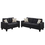 Poundex Furniture 2 Piece Fabric Sofa Loveseat Set In Black Color. Fixed Price $593.66.