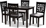 Jackson 5-PIECE Dining Set Grey Fabric & Espresso Wood Finish. Fixed Price $527.99.