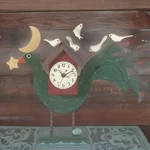 Renovator's Supply Decorative Desk Office Clock Green Painted Wood Bird. Fixed Price $252.99.