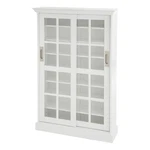 Maklaine Sliding-door Wood Glass Window-pane Media Cabinet White. Fixed Price $331.35.