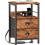 Rustic Brown Night Stand With 2 Drawers & Usb Charging Station For Modern Living. Fixed Price $61.59.